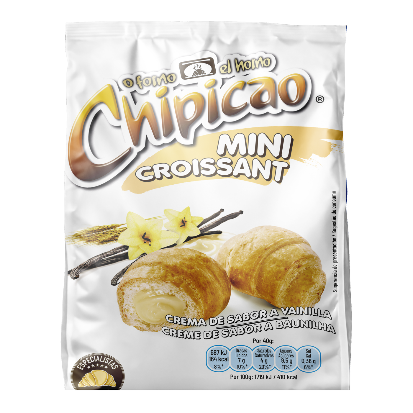 Chipicao Mini Croissant crema sabor vainilla 80g